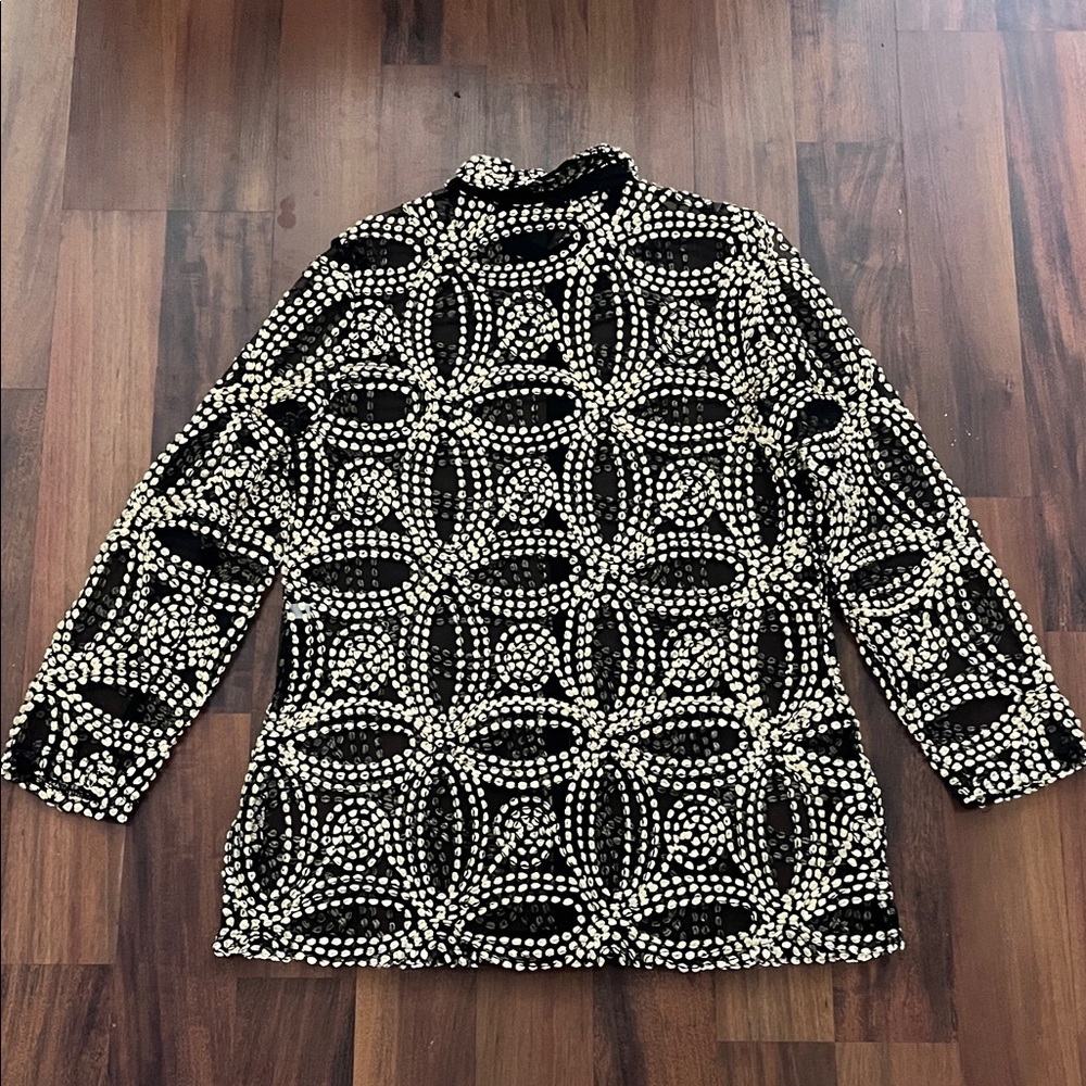 Travelers Collection by Chico’s Needle Stitch Black and Gold Jacket NWT 1 - Picture 8 of 8